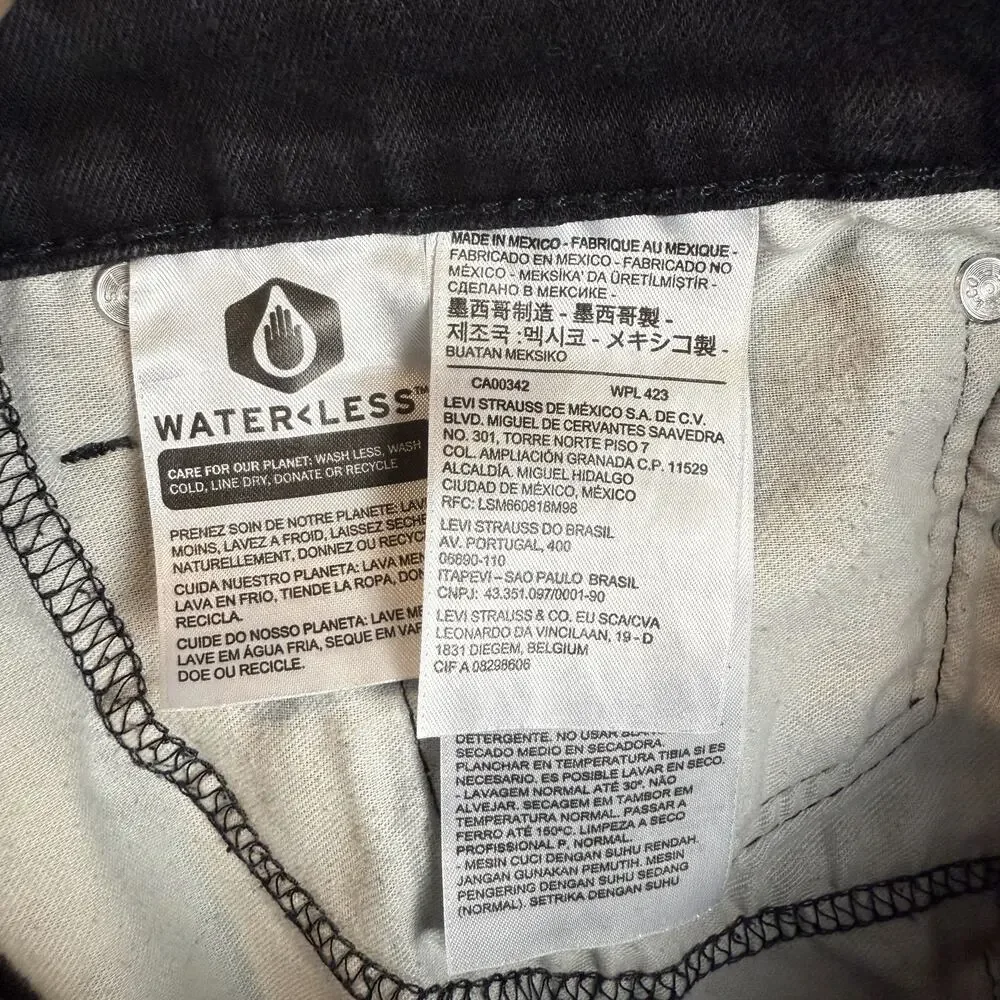 Levi's 511 Jeans Men 34x26 Black Denim Frayed Hem Mid-Rise Slim Fit Straight Leg
